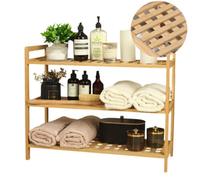 Froppi™ Bamboo Standing Storage Unit, Bathroom Shelf, Kitchen Shelf, Shoe Rack, 3 Tier Shelf Organizer L69 W28 H54.5 Cm