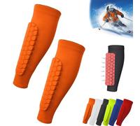 Frost Armours Ski Shields, Shinbang Protector 2.0, Shin Defender Shin Guards, Long Breathable Elastic Honeycomb Anti-Collision Leggings Protective Cover, Achilles Shinbang Shields (L,Orange)