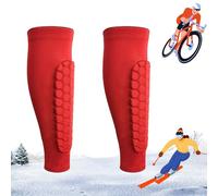 Frost Armours Ski Shields, Shinbang Protector 2.0, Shin Defender Shin Guards, Long Breathable Elastic Honeycomb Anti-Collision Leggings Protective Cover (Red, L)