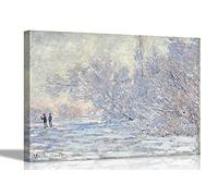 Frost at Giverny by Claude Monet Canvas Prints Framed Wall Art Poster Pictures Artwork Home Work Large 86 x 61cm (34 x 24 inches)