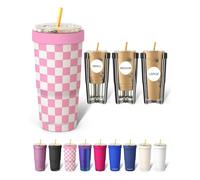 Frost Buddy Togo Buddy 30oz Tumbler - Spill-Proof Flip Lid (Pink Checkered)