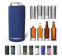 Frost Buddy Universal Can Cooler - Fits All - For Regular 12 & 16 oz or Slim-Size Bottles - Insulated Double-Walled Stainless Steel (Navy)