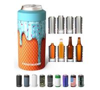 Frost Buddy Universal Can Cooler - Fits all - Stainless Steel Can Cooler for 12 oz & 16 oz Regular or Slim Cans & Bottles - Stainless Steel (Blue Ice Cream)