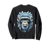 Frost Chimpanzee with Ice Fantasy Animal Snowy Chimp Winter Sweatshirt