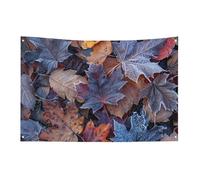 Frost Covered Leaves Flag Party Decor Backdrop Banner Birthday Party Decor Yard Banners Sign Welcome Hanging Flag Outdoor Fence Garage Garden Porch Holiday Backdrop 35x59 in Banner