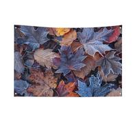 Frost Covered Leaves Flag Party Decor Backdrop Banner Birthday Party Decor Yard Banners Sign Welcome Hanging Flag Outdoor Fence Garage Garden Porch Holiday Backdrop 47x70 in Banner