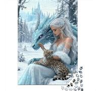 Frost Dragon Fantasy Jigsaw Puzzle 1000 Piece Jigsaw Puzzle Paper for Adults Snow Forest Scene Relax Focus Gift 70x50cm/1000pcs