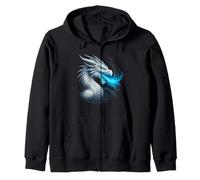 Frost Dragon Ice Flame Mythical Fantasy Beast Cold Fire Zip Hoodie