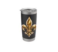 Frost-Edged Fleur-de-Lis Heraldic Royal Emblem Artwork Icon Stainless Steel Insulated Tumbler