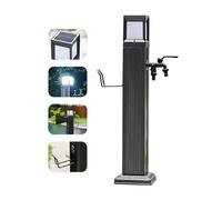 Frost-Free Outdoor Water Faucet Post with Solar LED Light, 73cm Vertical Standalone Hose Bib, Dual Faucet Design for Winter Protection