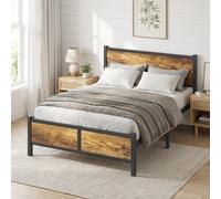 Frost IX 4ft6 Double Bed Frame with Headboard, All Heavy Duty Metal Slats Support with Under-Bed Storage, Noise Free, Easy Assembly, No Box Spring