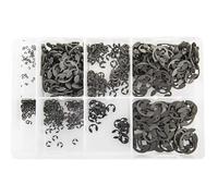Frost Metric E-Clip Retaining Ring Assortment 800 Piece - 1.7mm to 15.5mm E-Retainer Circlip Set in Compartment Storage Box