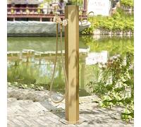 Frost-Proof Outdoor Faucet - Vertical Garden Tap with Hose Holder & Free-Standing Hose Stand - Includes Spray Gun - 98x10.5cm for Year-Round Use