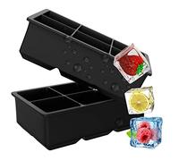Frost Wave Large Silicone Ice Cube Tray, Set of 2 Black Square Reusable Ice Tray, BPA Safe Large Ice Cube Moulds, Suitable for Baby Food Storage Containers, Chocolate, Jelly, Cocktails, Whiskey