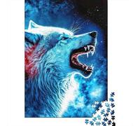 Frost Wolf Jigsaw Puzzles 1000 Pieces Recycled Paper Battle RoarPuzzle for Adults Jigsaw Puzzle Fun Challenging Home Activity Festivals Celebration Gifts 38x26cm/1000pcs