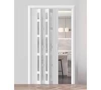 Frosted Acrylic Accordion Door - Interior Folding Magnetic Door for Closet/Cupboard/Kitchen Adjustable 24-80in Width Easy Installation Hardware Included (24x80in)
