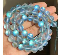 Frosted Austria White Crystal Moonstone Glitter Round Loose Beads for Jewelry Making DIY Bracelet 6 8 10 12mm-Sky blue-12mm Approx 28pcs