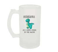 Frosted Beer Stein Husbasaurus Like A Normal Husband, But More Awesome Glass 60 SECOND MAKEOVER White One Size
