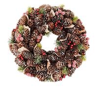 Frosted Berries Christmas Wreath Large Front Door Wall Hanging Garland Ornament Natural Pine Cone Winter Front Door Wreath