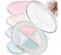 Frosted Cherry 4-Color Icy Pink Crystal Shimmer Eyeshadow Palette - Cool-Toned Buildable Glow with Frosted Glass Sparkle for Eyes & Cheeks, Smooth Blendable Matte and Holographic Luminous Finish