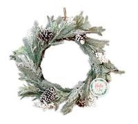 Frosted Christmas Wreath 55cm - Festive Winter Holiday Door Decoration with Snowy Pine Cones, White Berries & Artificial Evergreen Branches - Front Door Xmas Decor for Home, Indoor & Outdoor Use