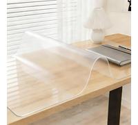 Frosted Clear Desk Mat Pad, 115 x 200 cm Transparent Computer Desk Mat, 1.5mm Plastic Desktop Protector, PVC Writing Pad Round Edge, Waterproof Wipeable Table Protector for Study Desk & Craft Tables