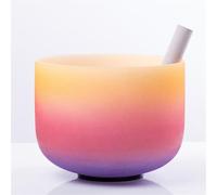 Frosted Crystal Singing Bowl - 3 Colour Mix, Hand Polishing Chakra Sound Bowl Sound Healing Instrument, Gift for Yoga Meditation Zen (Color : F_10Inch 432Hz)