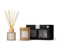 Aroma Naturals, The Frosted Decadence Scented Gift Set, 213G Frosted Glass Candle with Wooden Lid & 100ml Reed Diffuser with 6 Wooden Reeds, Home Fragrance, Cashmere Scent