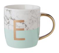 Frosted Deco Marble EFFECT and Pastel Green Monogram Mug， E