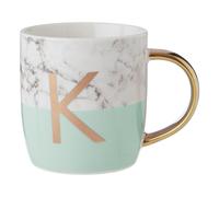 Frosted Deco Marble EFFECT and Pastel Green Monogram Mug， K