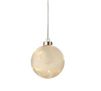Frosted Effect Christmas Bauble Light - Warm White Lights - 10cm Light Up Bauble With Micro LEDs - Battery Operated Ball Light - Indoor Christmas Decoration.
