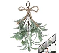 Frosted Faux Mistletoe Garland - Artificial Cedar Spray For Holiday Décor | Durrable Branch Twig Pick Ornament Leaf Stem Greenery Floral Accent Wreath Christmas Tree Craft Seasonal Home Arrangement