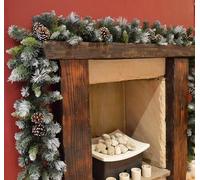 Frosted Glacier Christmas Garland, Pine,Christmas Pine Cones, Snow King Fir Garland 300/600 Tips (18ft/540cm)