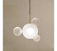Frosted Glass 4 Balls White Glass Chandelier Art Deco Kitchen Island Lighting Ceiling Hanging Lamp for Living Room Dining Room and Hotel