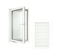 Frosted Glass Casement Window for Basement and Bathroom, Aluminum Alloy Frame with Integrated Screen,Double Pane, Privacy Window for Shed(White,27x22")