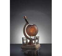 Frosted Glass Globe Whisky Decanter with 4 Shot Glasses