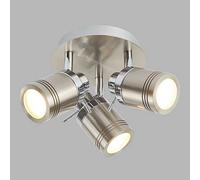 Frosted Glass IP44 rated 3 Light Bathroom Spotlight Silver