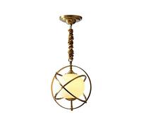 Frosted Glass Pendant Light, Ring Brass e Lamp Body + Globe Shape Lampshade Hanging Lamps, E27 Lighting, Creative Simple Droplights for Bedroom, Living Room