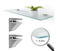 Frosted Glass Shelf Wall Mounted Bathroom Floating Storage Toughened Glass 40x13