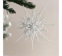 Frosted Glitter Christmas Ornament - Single Icy Winter Themed Hanging Decoration for Xmas Tree Home Window Display (1, Flower-shaped 3D snowflake)