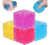 Frosted Honeycomb Nice Ice Cube Squishy Toys, 4PCS Doh Stress Balls for Adults Kids, Sensory Stress Relief Toys Fidget Cubes, Squeeze Balls for Autism Anxiety Relief Stocking Fillers.