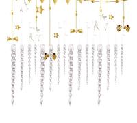 Frosted Icicle - Snowfall Crystal Tips Christmas Branch Embellishments | Iridescent Glacier Inspired Acrylic Craft Ensemble, Hanging Art Accent Ornaments in Wi