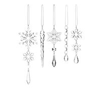Frosted Iridescent Glass Icicles - Set of 6 Christmas Tree Decorations, 15-25 cm