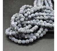 Frosted Matte Crackle Black Agate Semi-Precious Gemstone Round Beads - 8mm - 15.5" Strand