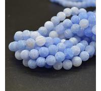 Frosted Matte Crackle Light Blue Agate Semi-Precious Gemstone Round Beads - 8mm - 15.5" Strand