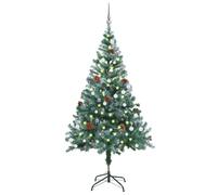 Frosted Pre-lit Christmas Tree with Ball Set Pinecones 150 cm