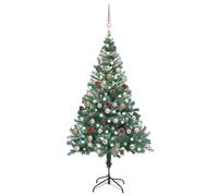 Frosted Pre-lit Christmas Tree with Ball Set Pinecones 150 cm