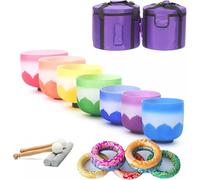 Frosted Quartz Crystal Singing Bowl Set with Bag, Mallets & Silk Brocade for Meditation, Yoga, and Zen Relaxation