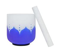 Frosted Quartz Crystal Singing Bowls With Design 6/7/8 Inches Yoga Bowls With Hammer & Round Rubber Rings Yoga Bowls Crystal Singing Bowls Sets Of 3 For Healing Set With Rubber Hammer