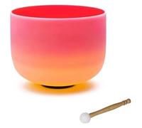 Frosted Quartz Note Crystal Singing Bowl, 10 inch Navel Chakra Red-Yellow Gradient Frosted for Yoga Meditation, Rainbow D Note Crystal Sound Bowl(Bowl)